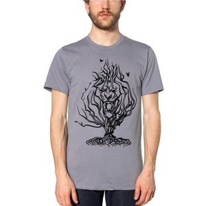 Lion Roar Tree Graphic T-Shirt American Apparel L